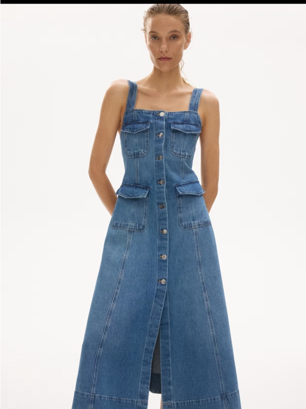 H & M Denim Button-Front Maxi Dress - Blue sold out online